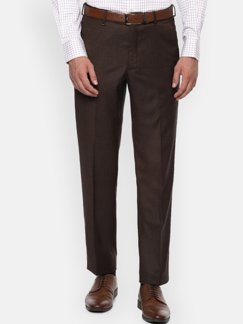 

Van Heusen Men Brown Solid Formal Trousers