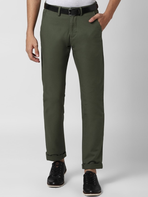 

Peter England Casuals Men Olive Textured Slim Fit Regular Trousers