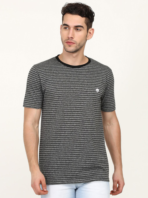 

V2 Value & Variety Men Grey & Black Striped T-shirt