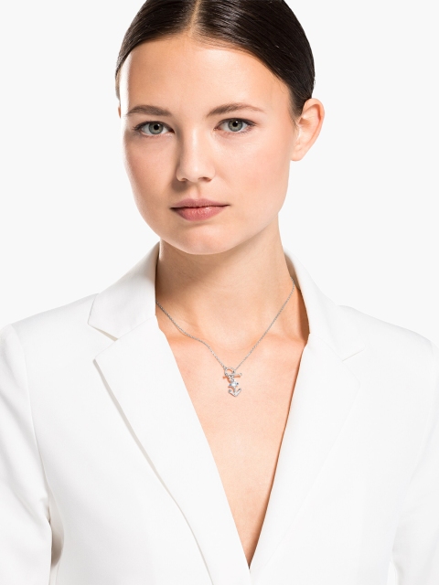 

SWAROVSKI Silver-Toned & Rhodium-Plated Travel Necklace Anchor, White