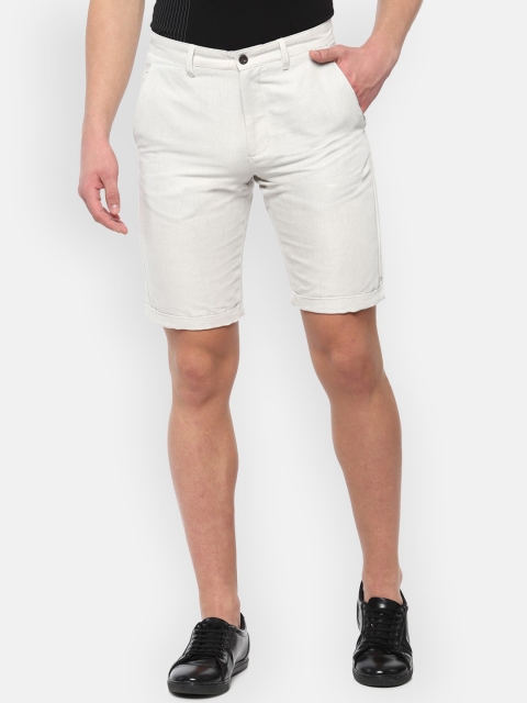 

Louis Philippe Men White Slim Fit Mid-Rise Linen Regular Shorts