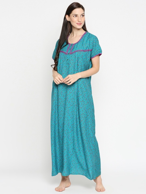 

Pretty Awesome Green Embroidered Maxi Nightdress