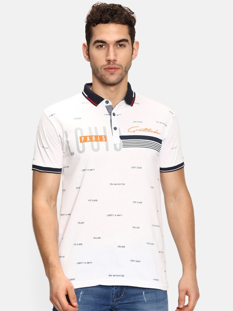 

V2 Value & Variety Men White Printed Polo Collar Applique T-shirt