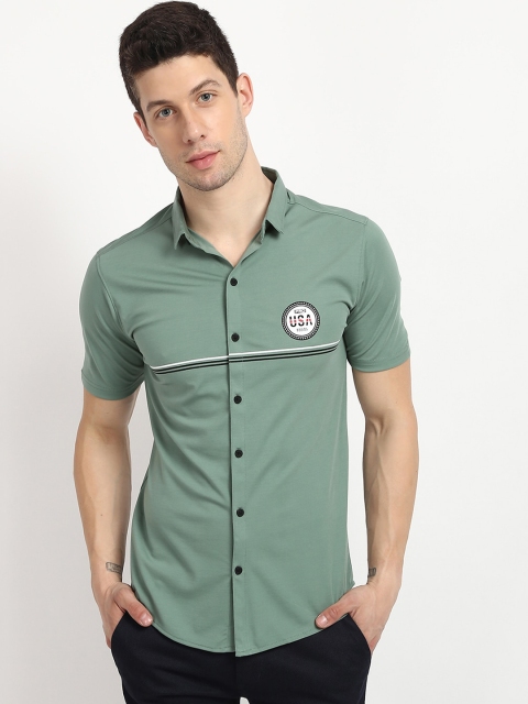 

V2 Value & Variety Men Green Striped Casual Shirt