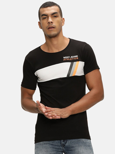 

V2 Value & Variety Men Black Striped T-shirt