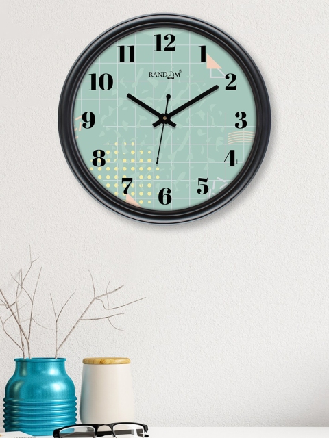 

RANDOM Black & Sea Green Printed Contemporary Wall Clock