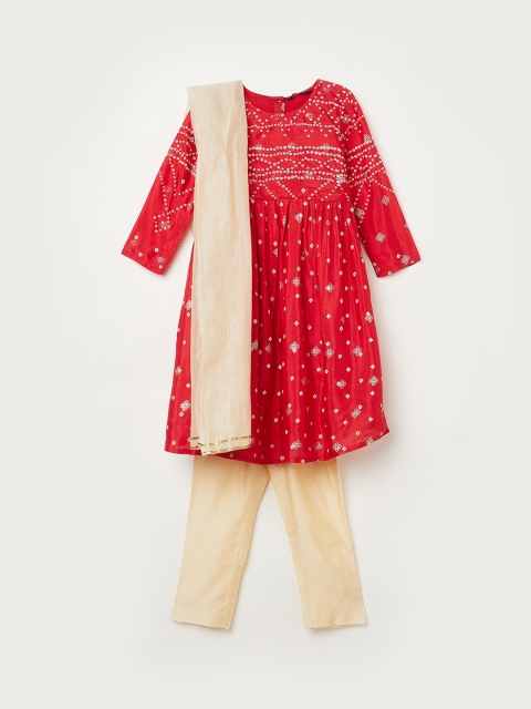 

Melange by Lifestyle Girls Coral Printed Empire Kurta with Pyjamas & With Dupatta