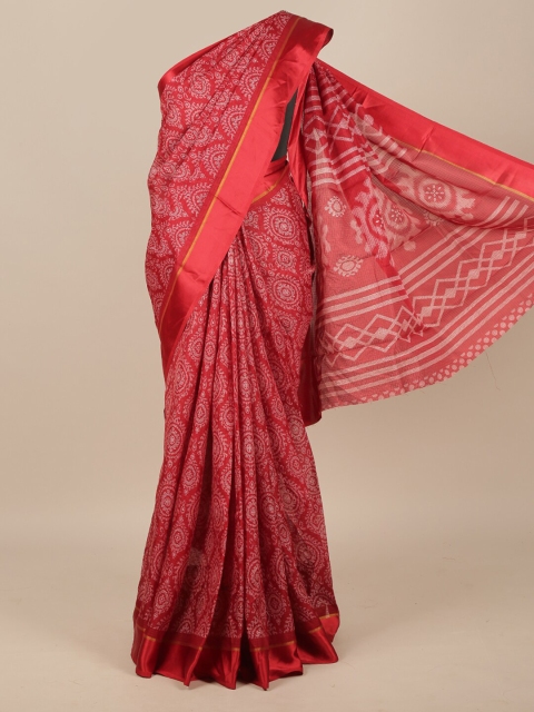 

Pothys Red & White Ethnic Motifs Jute Silk Saree