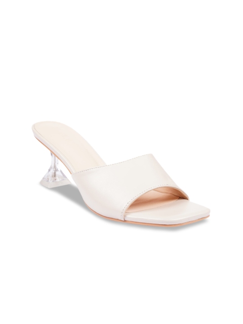 

HEATWAVE Beige PU Stiletto Mules