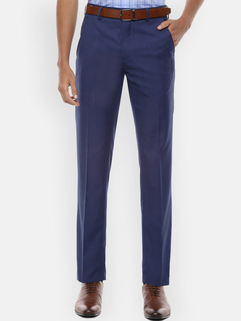

Van Heusen Men Navy Blue Slim Fit Formal Trousers