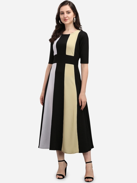 

PURVAJA Yellow Colourblocked Midi Dress