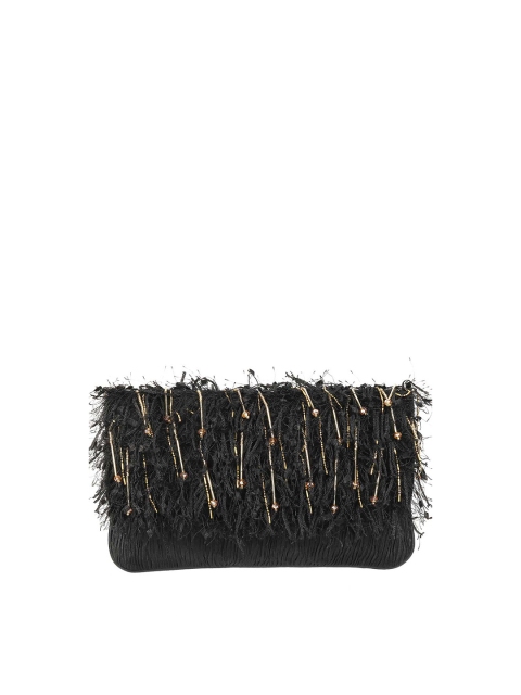 

Metro Black & Gold-Toned Embellished Envelope Clutch