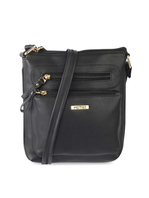 

Metro Black PU Structured Sling Bag