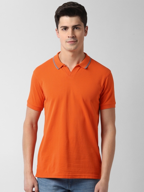 

Peter England Casuals Men Orange Polo Collar Slim Fit T-shirt