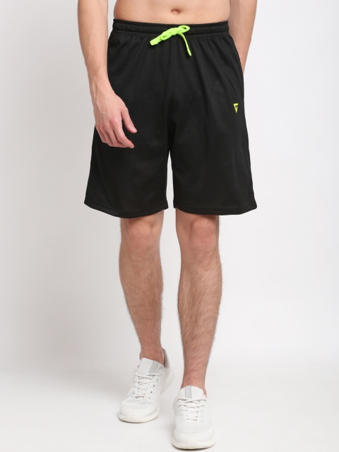 

GRIFFEL Men Black High-Rise Sports Shorts