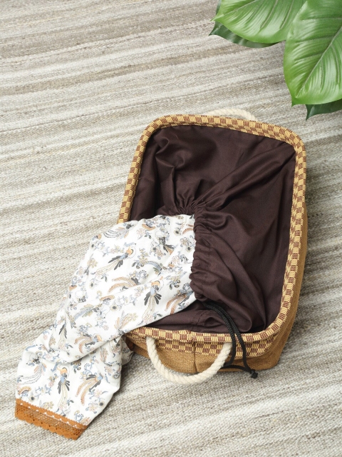 

HOSTA HOMES Brown & Beige Checked Eco-Friendly Multipurpose Organiser Basket