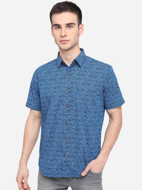 

Greenfibre Men Blue Slim Fit Floral Printed Casual Shirt