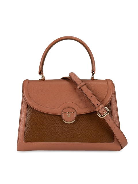 

Da Milano Pink Textured Leather Structured Handheld Bag
