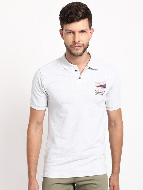 

V2 Value & Variety Men White Typography Polo Collar T-shirt