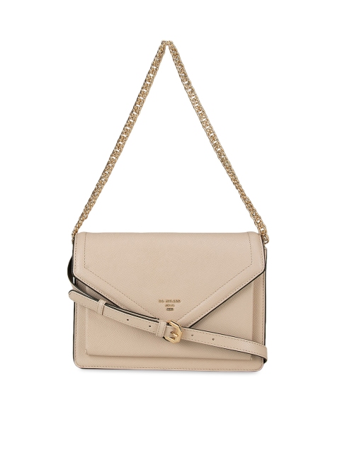 

Da Milano Beige Textured Leather Structured Sling Bag with Tasselled