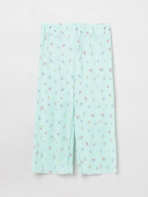 

max Girls Green Floral Striped Parallel Trousers