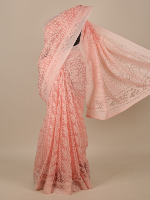 

Pothys Pink Ethnic Motifs Jute Silk Saree