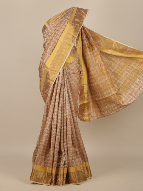 

Pothys Cream & Brown Zari Jute Silk Saree