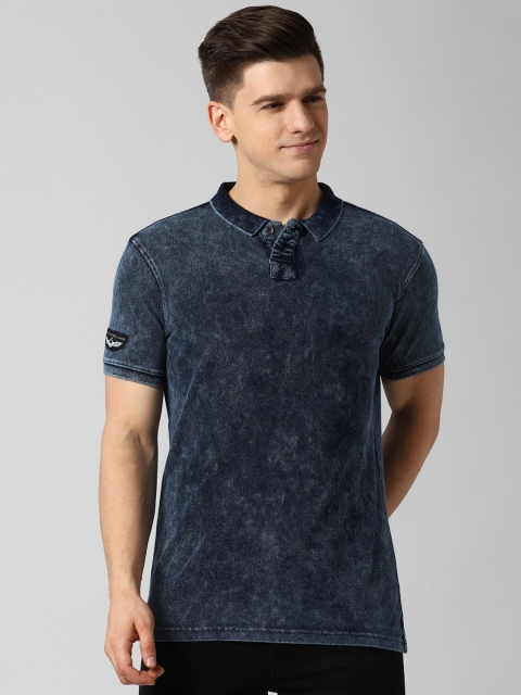 

Peter England Casuals Men Navy Blue Polo Collar Cotton Indigo Pure Cotton T-shirt