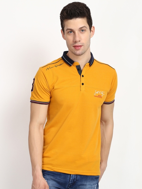 

V2 Value Variety Men Mustard Yellow Polo Collar Pure Cotton T-shirt