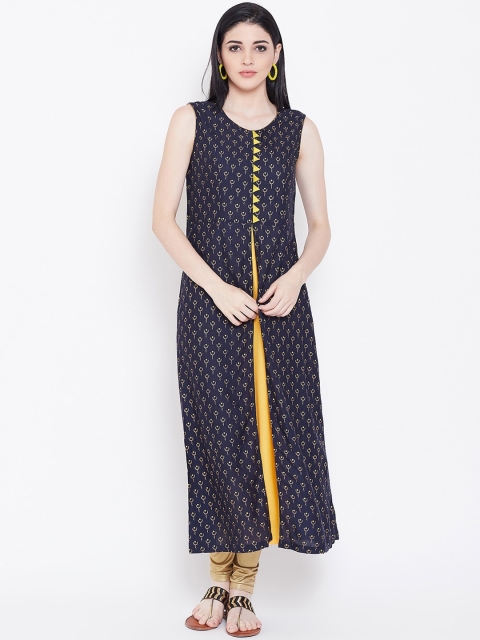 

studio rasa Women Navy Blue Geometric Printed Kurta
