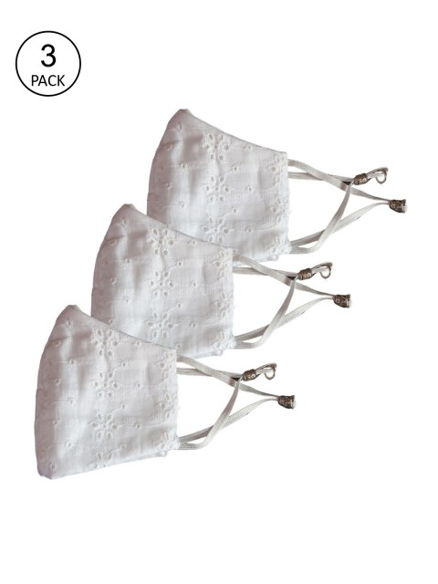 

Bellofox Unisex Pack of 3 White Solid 3-Ply Reusable Pure Cotton Protective Outdoor Masks