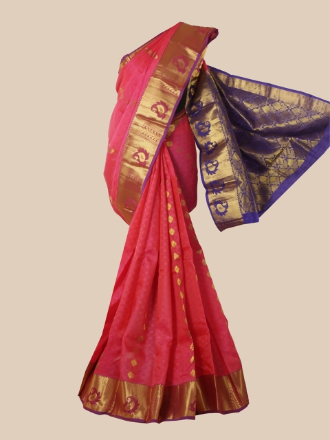 

Pothys Coral Ethnic Motifs Zari Pure Silk Kanjeevaram Saree
