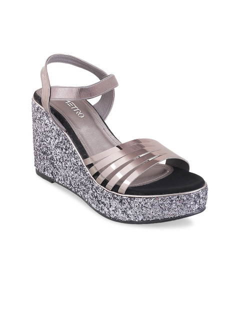 

Metro Grey Embellished Wedge Sandals