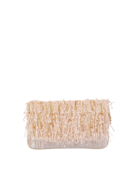 

Metro Beige & Gold-Toned Embellished Purse Clutch