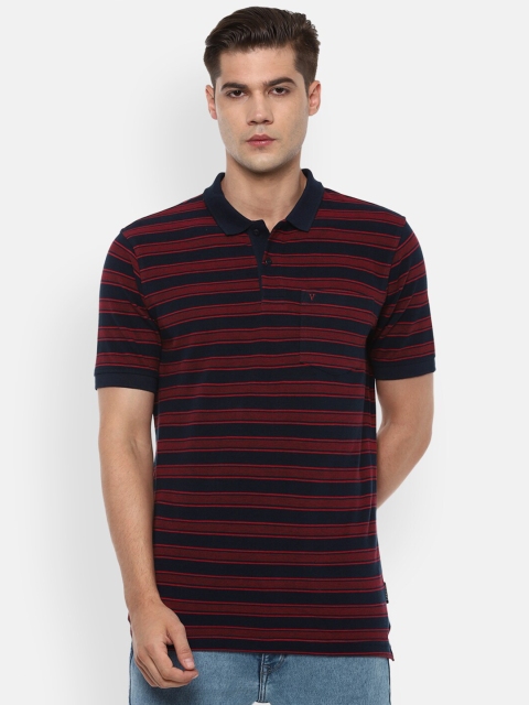 

Van Heusen Sport Men Maroon Striped Polo Collar T-shirt