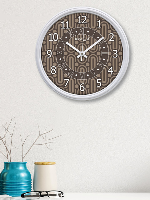 

RANDOM Brown & White Printed Contemporary 30.4 cm Analogue Wall Clock
