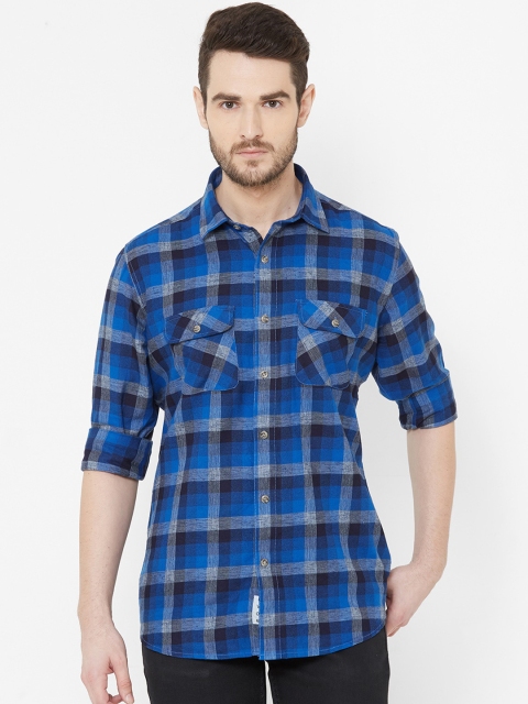

EVOQ Men Blue Checked Casual Shirt