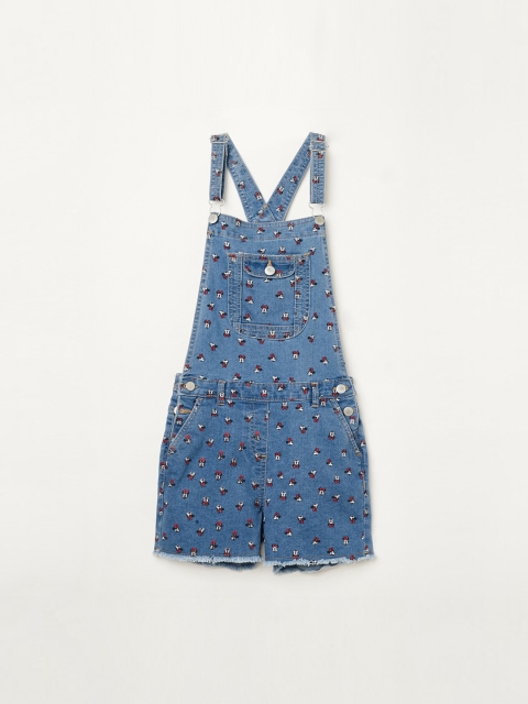 

Fame Forever by Lifestyle Girls Blue & Red Mickey Mouse Printed Denim Dungarees