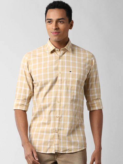 

Peter England Casuals Men Beige Slim Fit Checked Casual Shirt