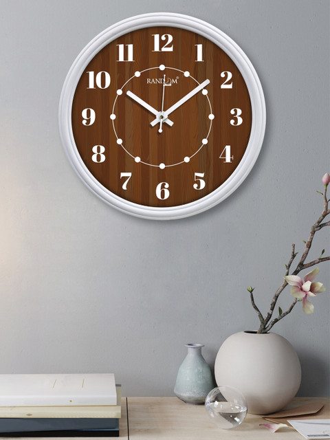 

RANDOM Brown & White Printed Contemporary Wall Clock