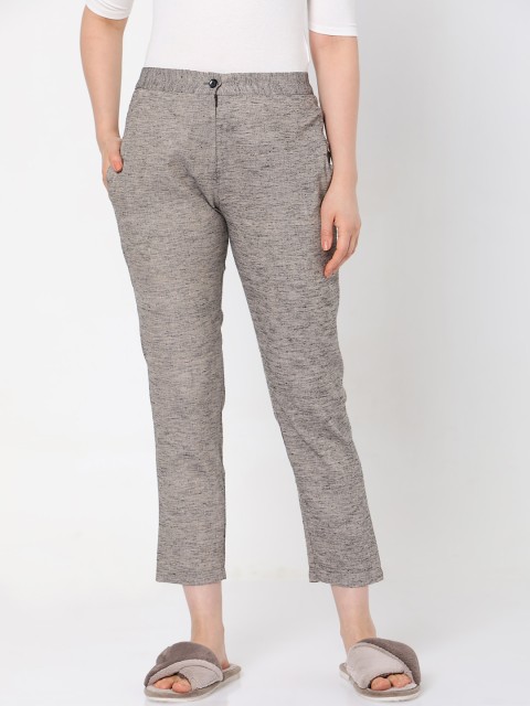 

Smarty Pants Women Khaki Textured Regular Trousers