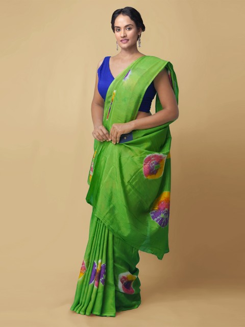 

Unnati Silks Green & Blue Art Silk Patola Saree