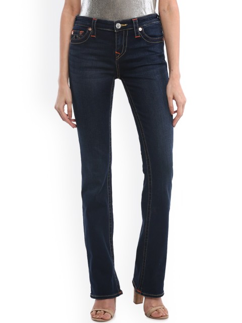 

True Religion Women Blue Bootcut Washed Stretchable Jeans