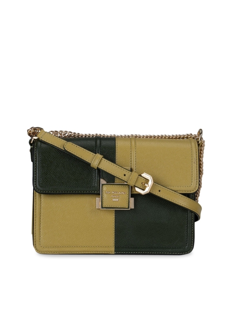 

Da Milano Green Colourblocked Leather Structured Sling Bag