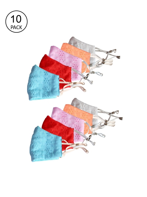 

Bellofox Unisex Pack Of 10 Self-Design 3-Ply Reusable Pure Cotton Protective Outdoor Masks, Peach