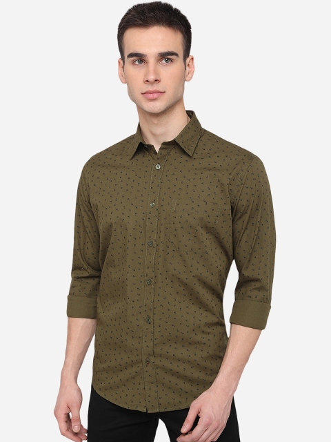

Greenfibre Men Green Slim Fit Printed Casual Shirt