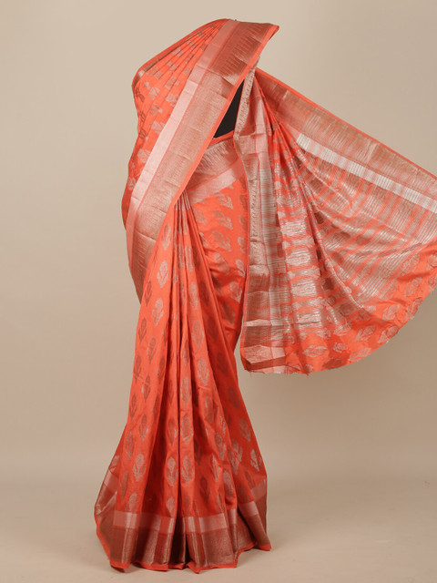 

Pothys Pink Woven Design Jute Silk Saree