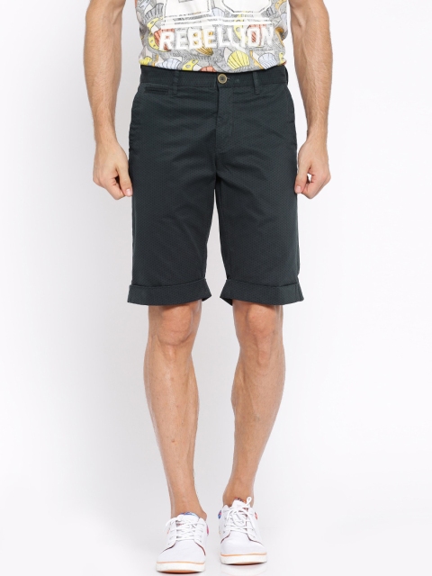

SHOWOFF Men Navy Blue Slim Fit Mid-Rise Chino Shorts