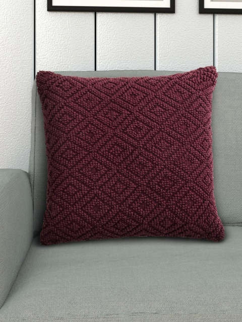 

Home Centre Maroon Textured Woven Filled Cushion