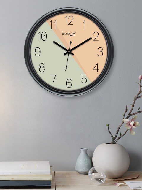 

RANDOM Black & Peach-Coloured Colourblocked Contemporary Wall Clock